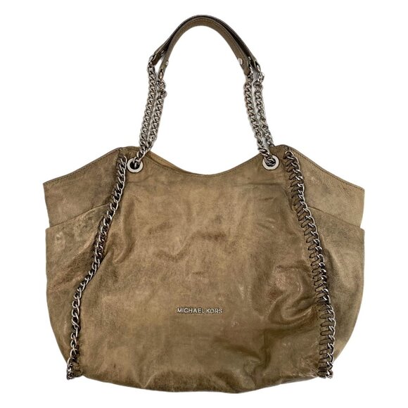 Michael Kors Tan Silver Chain Accent Shoulder Bag | Medium Size - Picture 1 of 11
